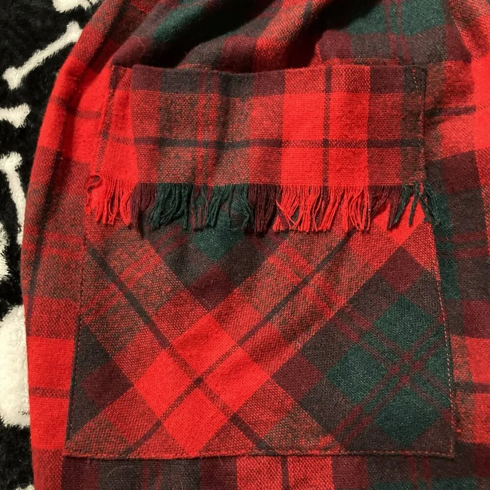 GRAFF SPORT Vintage red pine green plaid a-line skirt w/ pockets ~ SMALL MEDIUM - Picture 9 of 10